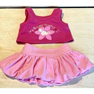 Build A Bear outfit set Pink Tank Top Shirt skirt bunny rabbit HAPPY SPRING